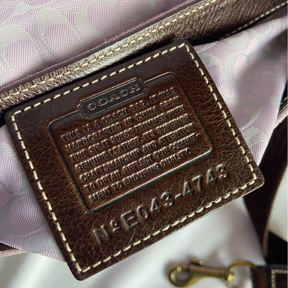 COACH lavender Suede Brown Purple Purse 4743 - Picture 8 of 13